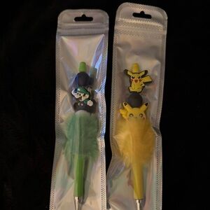 Kids Character Feather Pens - Green and Yellow